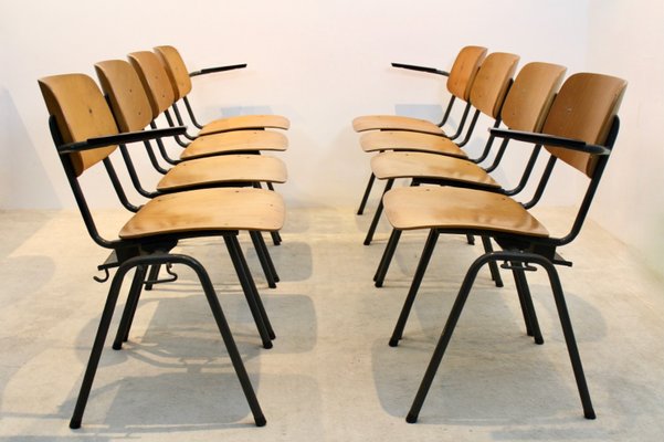 Industrial Stackable School Chairs in Plywood by Marko Holland, Set of 4-MO-1155847