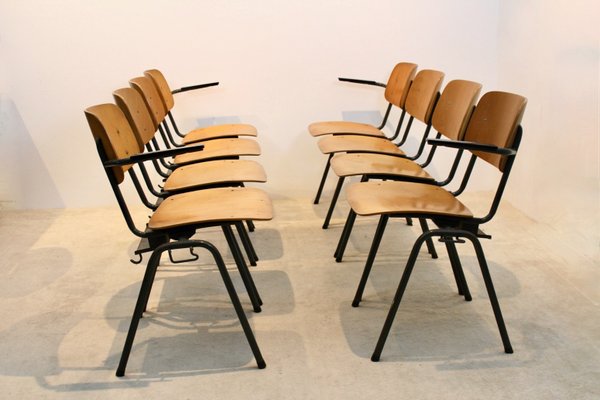 Industrial Stackable School Chairs in Plywood by Marko Holland, Set of 4-MO-1155847