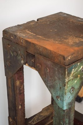 Industrial Stand or Side Table with Solid Iron Top-AOI-1350944