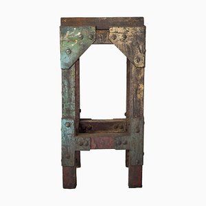 Industrial Stand or Side Table with Solid Iron Top-AOI-1350944