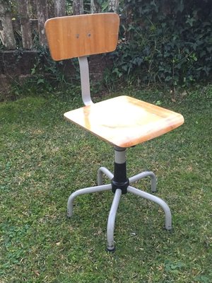 Industrial Stool with Backrest, 1970s-ROJ-835918