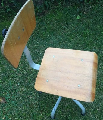 Industrial Stool with Backrest, 1970s-ROJ-835918