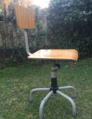 Industrial Stool with Backrest, 1970s-ROJ-835918