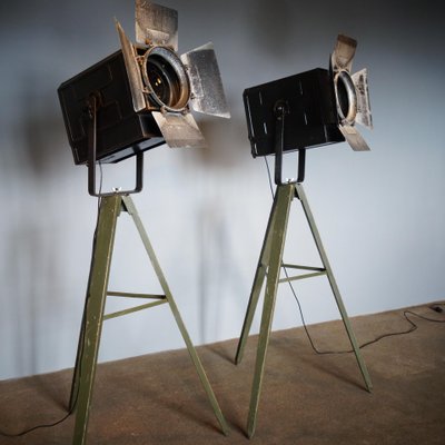 Industrial Studio Spotlight on Wooden Tripod-IA-723589