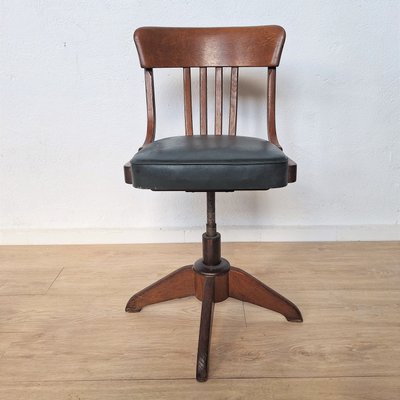 Industrial Swivel Chair with Leather Seat from Stoll, 1940s-WK-2018398