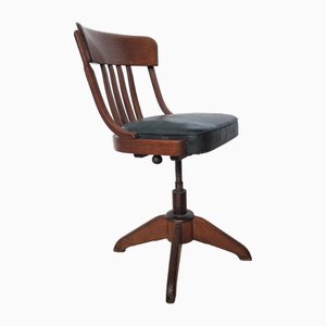 Industrial Swivel Chair with Leather Seat from Stoll, 1940s-WK-2018398