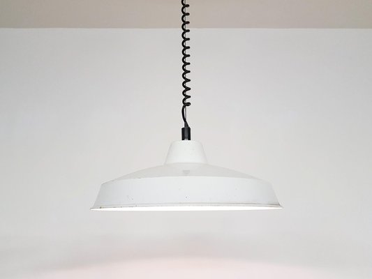 Industrial White Enamel Ceiling Lamp, 1960s-ZO-633478