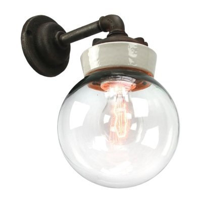 Industrial White Porcelain and Clear Glass Sconces-BLS-1324863