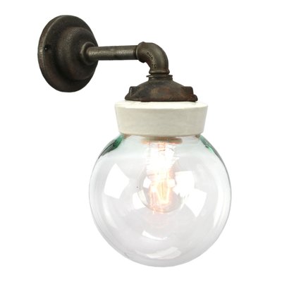 Industrial White Porcelain and Clear Glass Sconces-BLS-1324863