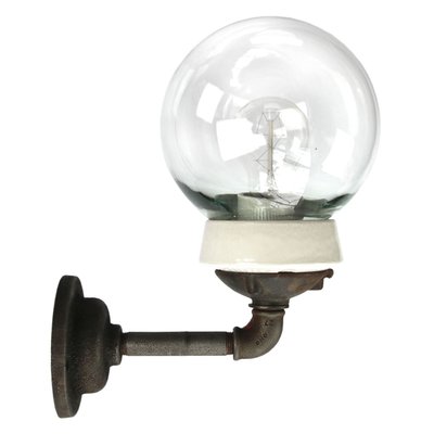 Industrial White Porcelain and Clear Glass Sconces-BLS-1324863