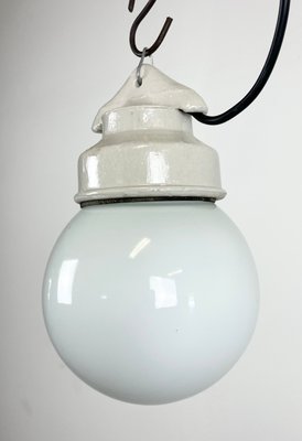 Industrial White Porcelain Pendant Light with Milk Glass, 1970s-CGF-1393517