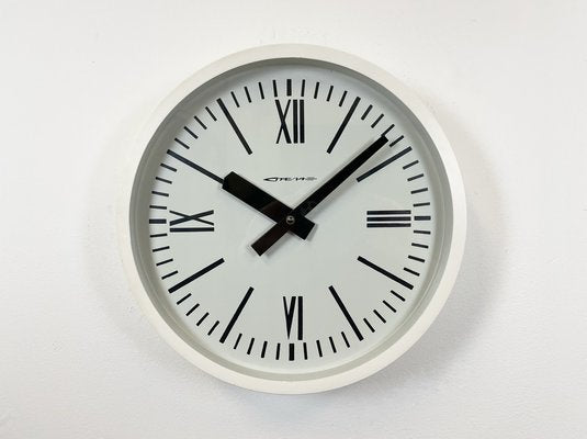 Industrial White Soviet Bakelite Factory Wall Clock from Strela, 1980s-CGF-1260650