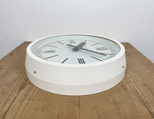 Industrial White Soviet Bakelite Factory Wall Clock from Strela, 1980s-CGF-1260650