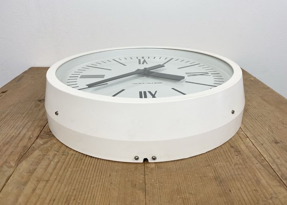 Industrial White Soviet Bakelite Factory Wall Clock from Strela, 1980s-CGF-1260650