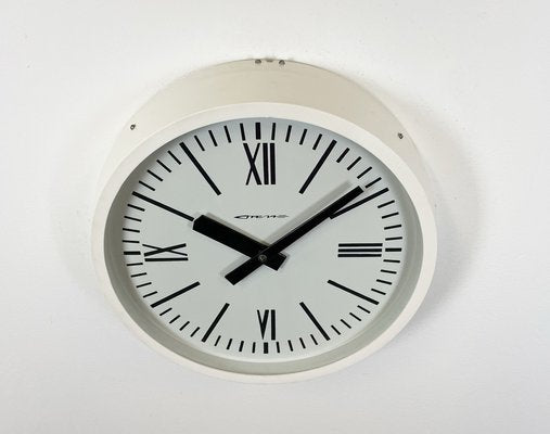 Industrial White Soviet Bakelite Factory Wall Clock from Strela, 1980s-CGF-1260650