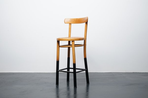 Industrial Wood and Metal Stool with Backrest-CIP-1104652