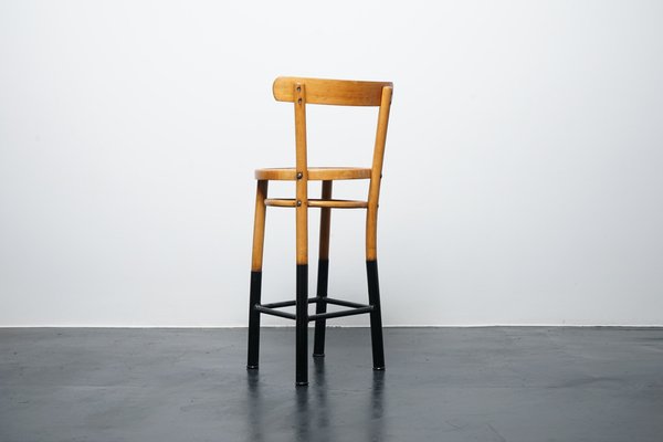 Industrial Wood and Metal Stool with Backrest-CIP-1104652