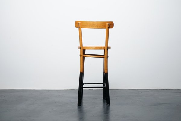 Industrial Wood and Metal Stool with Backrest-CIP-1104652