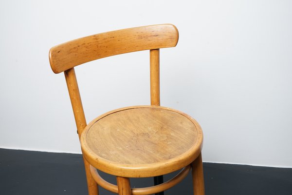 Industrial Wood and Metal Stool with Backrest-CIP-1104652