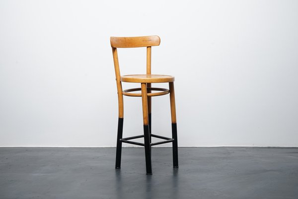 Industrial Wood and Metal Stool with Backrest-CIP-1104652