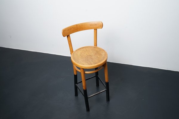 Industrial Wood and Metal Stool with Backrest-CIP-1104652