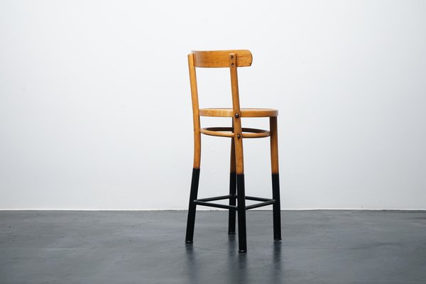 Industrial Wood and Metal Stool with Backrest-CIP-1104652