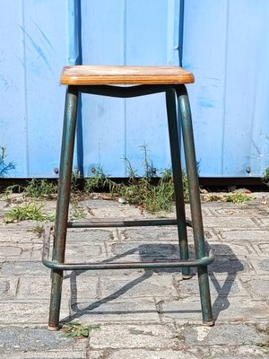 Industrial Wooden & Metal Stool-NMC-1292990