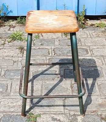 Industrial Wooden & Metal Stool-NMC-1292990