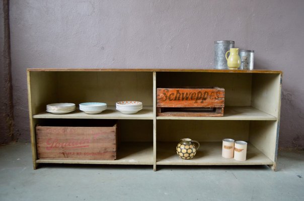 Industrial Wooden Sideboard with Shelves, 1950s-AIU-873536