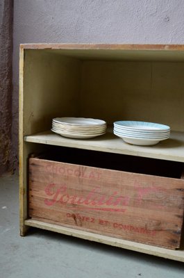 Industrial Wooden Sideboard with Shelves, 1950s-AIU-873536