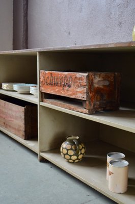 Industrial Wooden Sideboard with Shelves, 1950s-AIU-873536