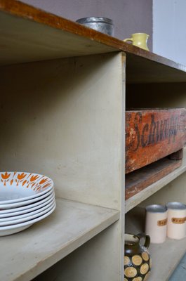 Industrial Wooden Sideboard with Shelves, 1950s-AIU-873536