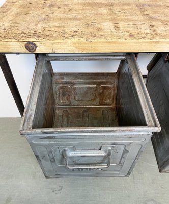 Industrial Worktable with Iron Drawers, 1960s-CGF-1408515