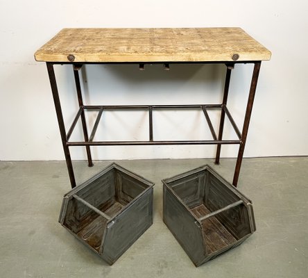 Industrial Worktable with Iron Drawers, 1960s-CGF-1408515