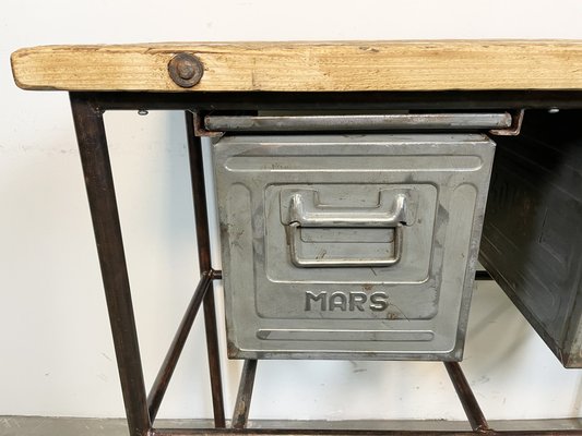 Industrial Worktable with Iron Drawers, 1960s-CGF-1408515