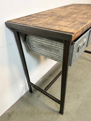 Industrial Worktable with Three Iron Drawers, 1960s-CGF-1438745