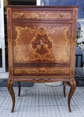 Inlaid Wood and Glass Secretaire, 1970s-RAQ-967582