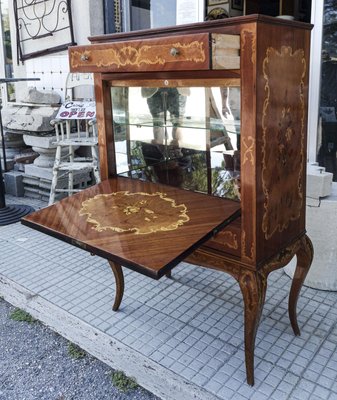 Inlaid Wood and Glass Secretaire, 1970s-RAQ-967582