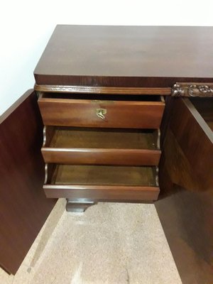 Inlaid Wood Sideboard with Marble Top-AKA-1342198