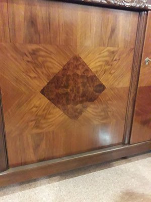 Inlaid Wood Sideboard with Marble Top-AKA-1342198