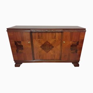 Inlaid Wood Sideboard with Marble Top-AKA-1342198