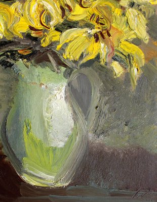 Inta Celmina, Yellow Flowers, Oil on Canvas, 1990s-FNC-2033643