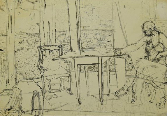 Interior Drawing In Pencil and Ink by Jeanne Daour-ZCI-784151