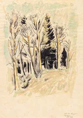 Into the Woods - China Ink and Watercolor by G. Kayser - 1948 1948-ZCI-762053