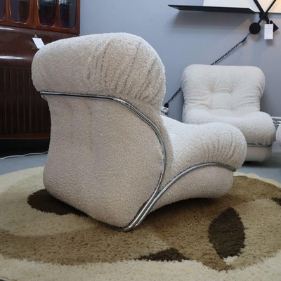 IPE Corolla Modular Armchairs in White Bouclé Fabric, 70s, Set of 4-SBG-1974548