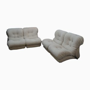 IPE Corolla Modular Armchairs in White Bouclé Fabric, 70s, Set of 4-SBG-1974548