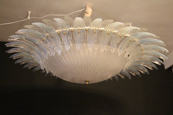 Iridescent and White Murano Glass Chandelier from Barovier & Toso, 1990s-YF-1408615