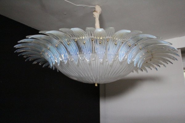 Iridescent and White Murano Glass Chandelier from Barovier & Toso, 1990s-YF-1408615