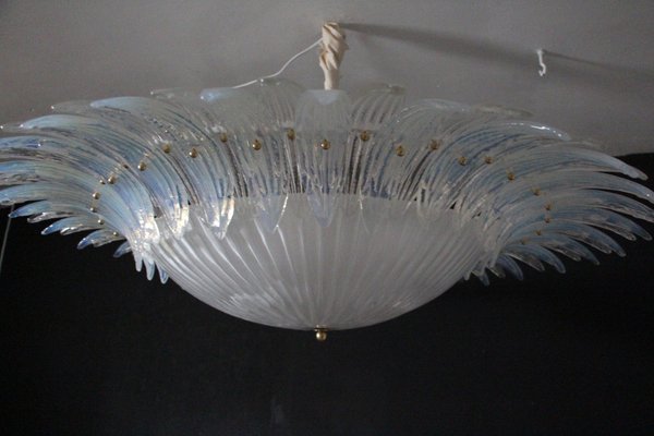 Iridescent and White Murano Glass Chandelier from Barovier & Toso, 1990s-YF-1408615