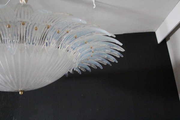 Iridescent and White Murano Glass Chandelier from Barovier & Toso, 1990s-YF-1408615